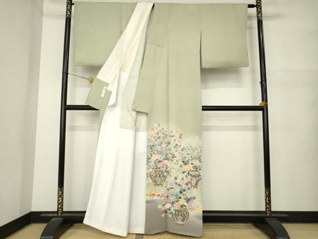 平和屋着物●豪華色留袖　友禅　作家物　鴛鴦飾花文　正絹　逸品　AABM7064ck
