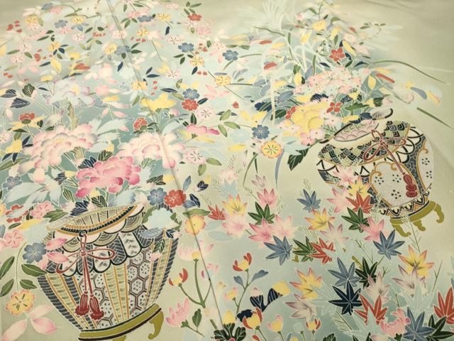 平和屋着物●豪華色留袖　友禅　作家物　鴛鴦飾花文　正絹　逸品　AABM7064ck