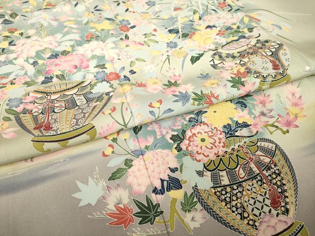 平和屋着物●豪華色留袖　友禅　作家物　鴛鴦飾花文　正絹　逸品　AABM7064ck
