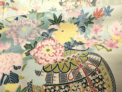 平和屋着物●豪華色留袖　友禅　作家物　鴛鴦飾花文　正絹　逸品　AABM7064ck
