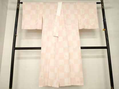 平和屋着物●長襦袢　無双仕立て　市松花文　正絹　逸品　AABM7079ck