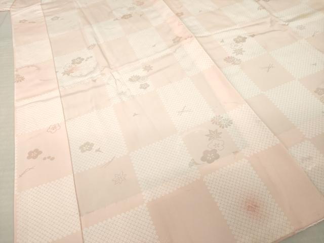 平和屋着物●長襦袢　無双仕立て　市松花文　正絹　逸品　AABM7079ck