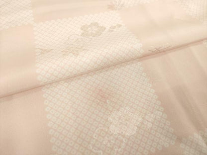 平和屋着物●長襦袢　無双仕立て　市松花文　正絹　逸品　AABM7079ck