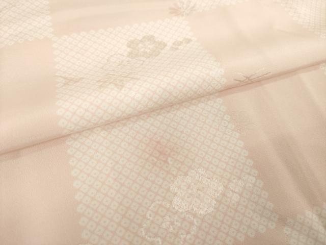 平和屋着物●長襦袢　無双仕立て　市松花文　正絹　逸品　AABM7079ck