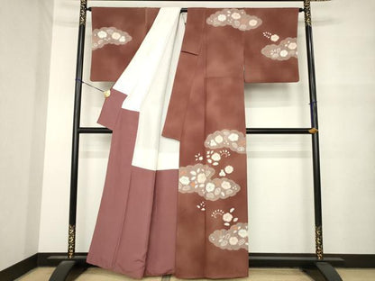 平和屋着物●訪問着　作家物　辻が花　雲取り花文　暈し染め　正絹　逸品　AABM7081ck