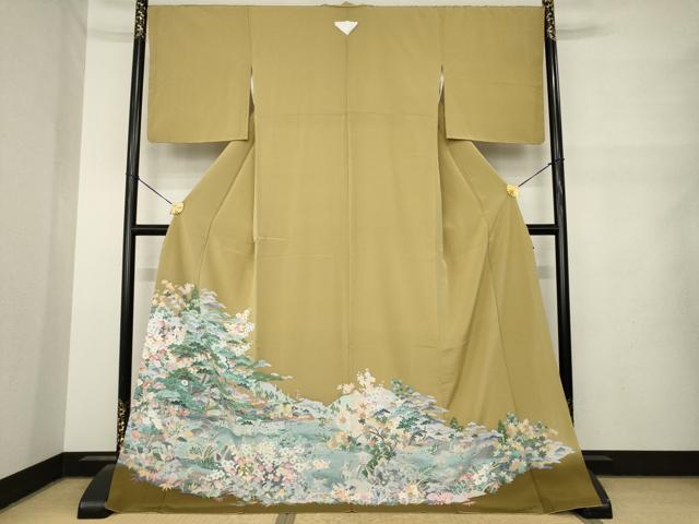 平和屋着物●豪華色留袖　友禅　遠山文　まるやま扱い　ロング丈　正絹　逸品　AABM7084ck