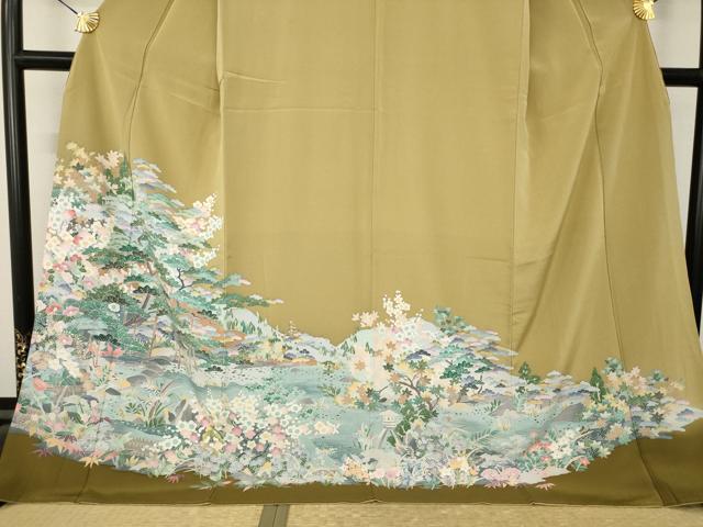 平和屋着物●豪華色留袖　友禅　遠山文　まるやま扱い　ロング丈　正絹　逸品　AABM7084ck