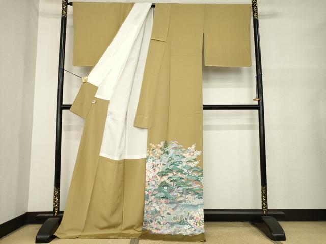 平和屋着物●豪華色留袖　友禅　遠山文　まるやま扱い　ロング丈　正絹　逸品　AABM7084ck