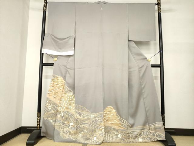 平和屋着物●豪華色留袖　刺繍　駒刺繍　遠山花文　梅　松　金彩　反端付き　正絹　逸品　未使用　AABM7088ck
