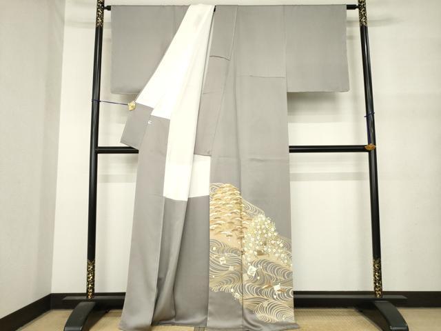 平和屋着物●豪華色留袖　刺繍　駒刺繍　遠山花文　梅　松　金彩　反端付き　正絹　逸品　未使用　AABM7088ck