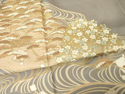 平和屋着物●豪華色留袖　刺繍　駒刺繍　遠山花文　梅　松　金彩　反端付き　正絹　逸品　未使用　AABM7088ck