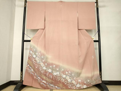 平和屋着物●越後十日町の一流染匠　桐屋・翠山工房　色留袖　絞り　舞花文　暈し染め　金彩　正絹　逸品　AABM7089ck
