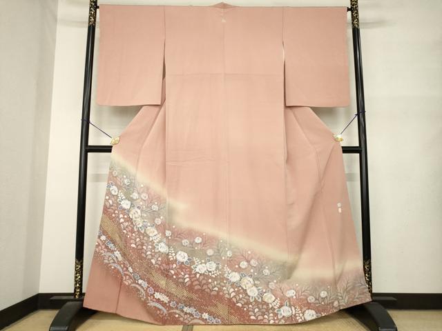 平和屋着物●越後十日町の一流染匠　桐屋・翠山工房　色留袖　絞り　舞花文　暈し染め　金彩　正絹　逸品　AABM7089ck