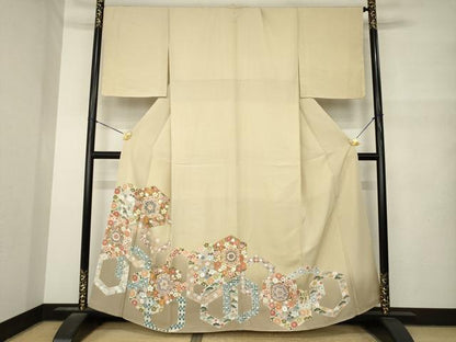 平和屋着物●豪華色留袖　駒刺繍　花亀甲文　金彩　やまと誂製　正絹　逸品　未使用　AABM7091ck