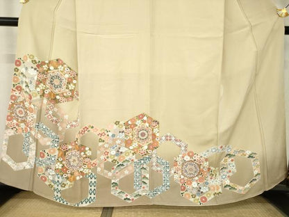 平和屋着物●豪華色留袖　駒刺繍　花亀甲文　金彩　やまと誂製　正絹　逸品　未使用　AABM7091ck