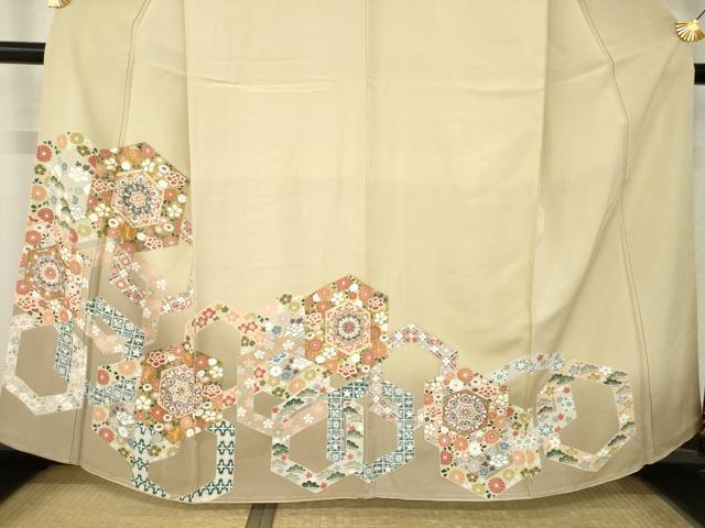 平和屋着物●豪華色留袖　駒刺繍　花亀甲文　金彩　やまと誂製　正絹　逸品　未使用　AABM7091ck