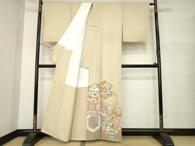 平和屋着物●豪華色留袖　駒刺繍　花亀甲文　金彩　やまと誂製　正絹　逸品　未使用　AABM7091ck