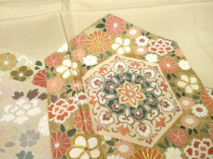 平和屋着物●豪華色留袖　駒刺繍　花亀甲文　金彩　やまと誂製　正絹　逸品　未使用　AABM7091ck
