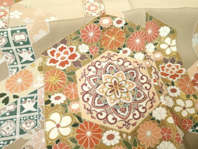 平和屋着物●豪華色留袖　駒刺繍　花亀甲文　金彩　やまと誂製　正絹　逸品　未使用　AABM7091ck