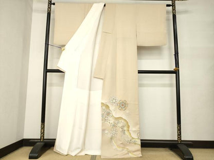 平和屋着物●豪華色留袖　作家物　駒刺繍　道長花文　金彩　正絹　逸品　AABM7092ck