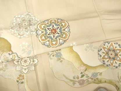 平和屋着物●豪華色留袖　作家物　駒刺繍　道長花文　金彩　正絹　逸品　AABM7092ck