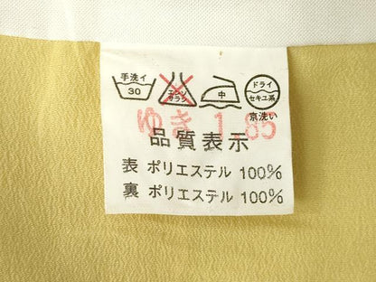 平和屋着物●小振袖　二尺袖　舞花文　黒地　洗える着物　AABM7094ck