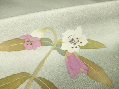 平和屋着物●二代目清次郎　手描き　訪問着　草花文　暈し染め　正絹　逸品　AABM7106ck