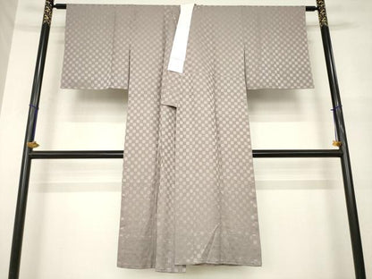 平和屋着物●長襦袢　無双仕立て　市松地紋　胡桃染色　正絹　逸品　未使用　AABM7108ck