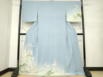 平和屋着物●訪問着　友禅　作家物　草花文　暈し染め　京都きもの友禅扱い　正絹　逸品　未使用　AABM7109ck