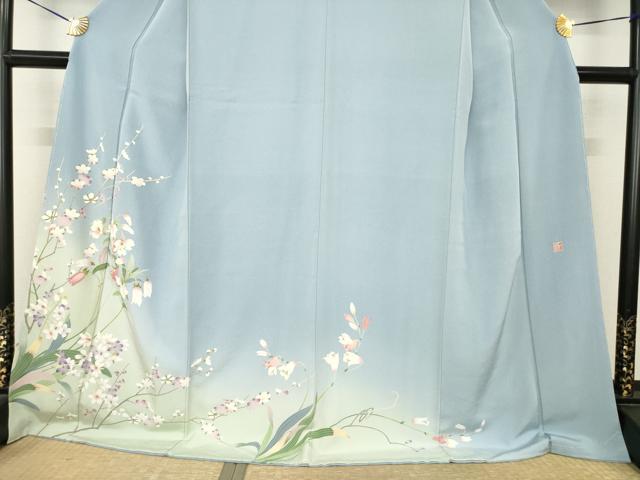 平和屋着物●訪問着　友禅　作家物　草花文　暈し染め　京都きもの友禅扱い　正絹　逸品　未使用　AABM7109ck