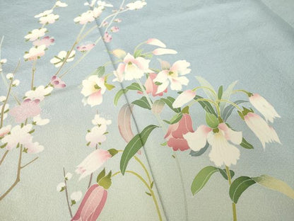 平和屋着物●訪問着　友禅　作家物　草花文　暈し染め　京都きもの友禅扱い　正絹　逸品　未使用　AABM7109ck