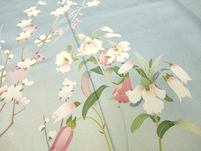 平和屋着物●訪問着　友禅　作家物　草花文　暈し染め　京都きもの友禅扱い　正絹　逸品　未使用　AABM7109ck