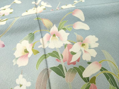 平和屋着物●訪問着　友禅　作家物　草花文　暈し染め　京都きもの友禅扱い　正絹　逸品　未使用　AABM7109ck