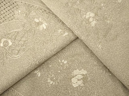 平和屋着物●中国三大刺繍　汕頭刺繍　スワトウ刺繍　総刺繍　小紋　流水花文　ますいわ屋扱い　正絹　逸品　AABM7110ck