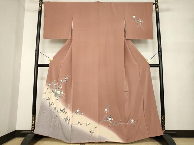 平和屋着物●訪問着　友禅　花籬文　暈し染め　正絹　逸品　AABM7114ck