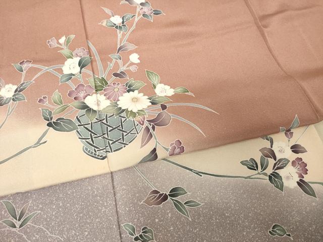 平和屋着物●訪問着　友禅　花籬文　暈し染め　正絹　逸品　AABM7114ck