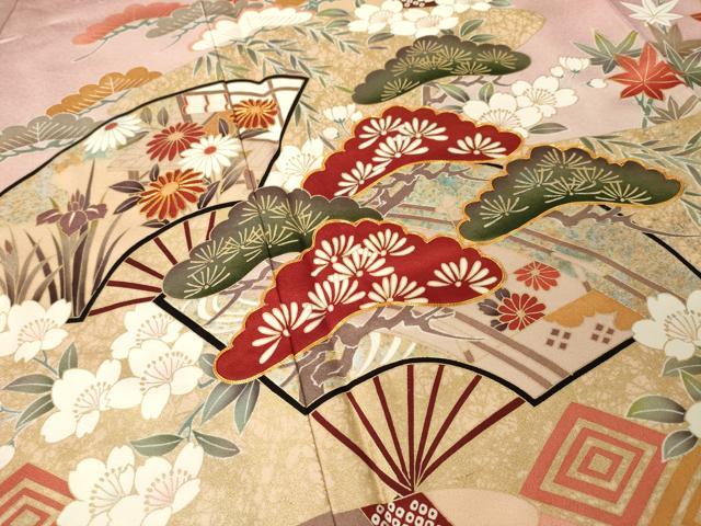 平和屋着物●豪華振袖　駒刺繍　地紙吉祥花文　金彩　正絹　逸品　AABM7115ck