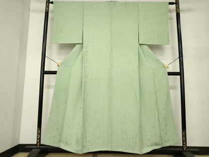 平和屋着物●上質な色無地　花唐草地紋　岩井茶色　正絹　逸品　AABM7117ck