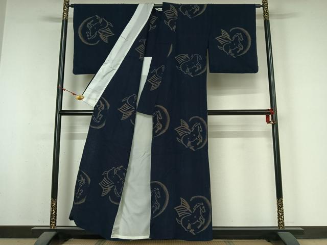 平和屋着物●久留米絣　単衣　天馬　綿　逸品　AABM7260jh