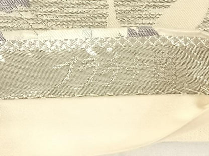 平和屋着物◎六通柄袋帯　唐織　流水飛鶴文　プラチナ箔　正絹　逸品　AABM7283dk