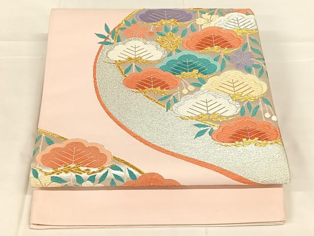 平和屋着物◎六通柄袋帯　唐織　流水松文　金銀糸　正絹　逸品　AABM7284dk