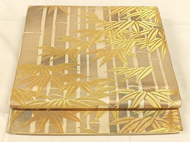 平和屋着物◎西陣　六通柄袋帯　笹竹文　金糸　正絹　逸品　AABM7288dk