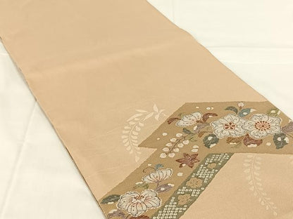 平和屋着物◎太鼓柄袋帯　辻が花　松皮菱花文　金糸　正絹　逸品　AABM7290dk