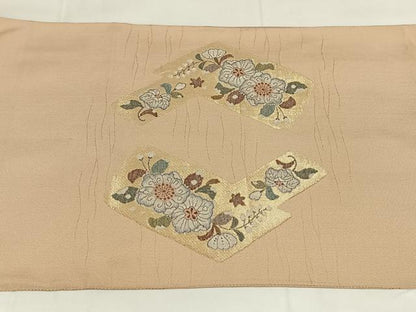 平和屋着物◎太鼓柄袋帯　辻が花　松皮菱花文　金糸　正絹　逸品　AABM7290dk