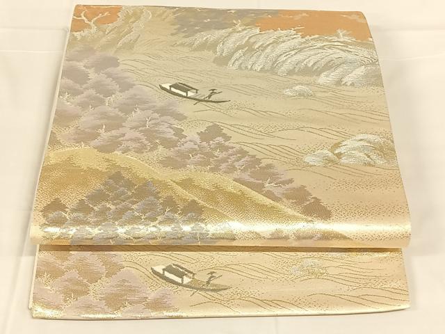 平和屋着物◎六通柄袋帯　京名所　プラチナ二重箔　正絹　逸品　AABM7292dk