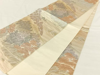 平和屋着物◎六通柄袋帯　京名所　プラチナ二重箔　正絹　逸品　AABM7292dk