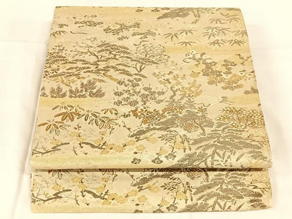 平和屋着物◎六通柄袋帯　唐織　風景花文　正絹　逸品　AABM7294dk