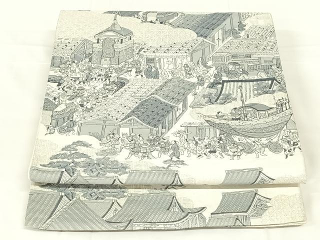 平和屋着物◎六通柄袋帯　祇園祭　銀糸　正絹　逸品　AABM7302dk
