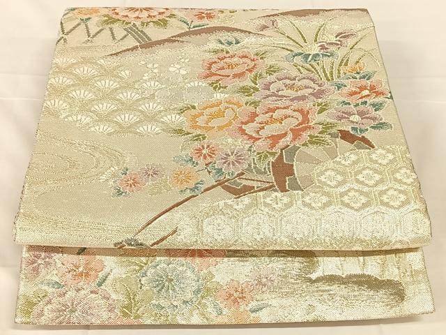 平和屋着物◎佐賀錦　六通柄袋帯　花車文　金銀糸　正絹　逸品　AABM7309dk