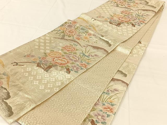 平和屋着物◎佐賀錦　六通柄袋帯　花車文　金銀糸　正絹　逸品　AABM7309dk